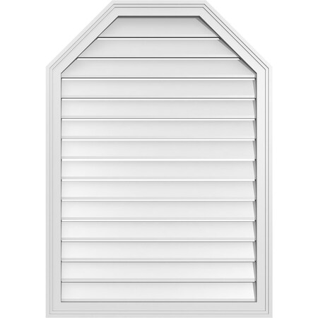 Ekena Millwork Octagonal Top Surface Mount PVC Gable Vent w/ 2"W x 1-1/2"P Brickmould Frame, 30"W x 42"H GVPOT30X4202SF